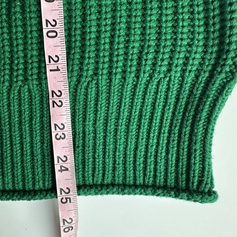 J. CREW Relaxed Rollneck Cotton Sweater Size XS Oversized Cotton JUNGLE GREEN
